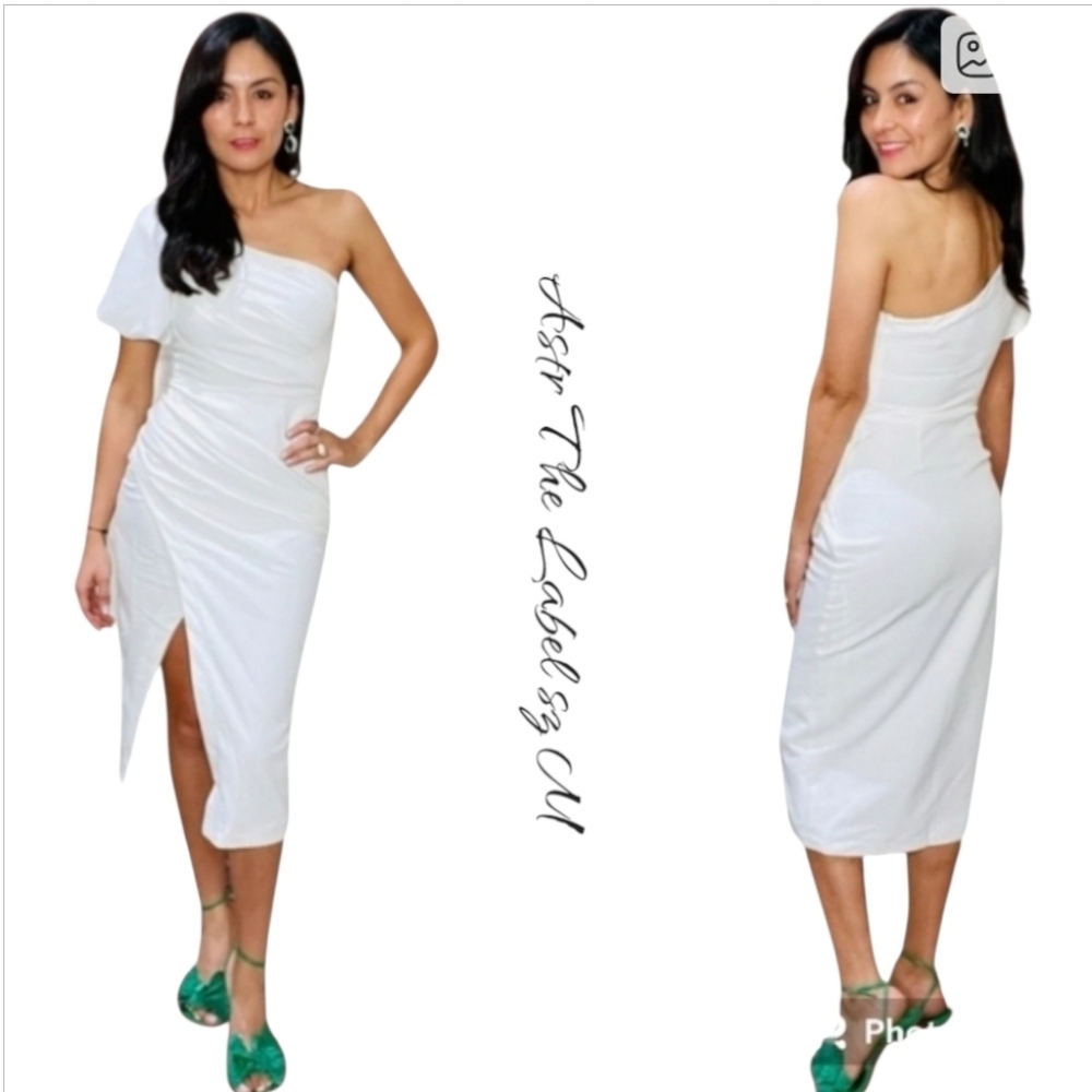 ASTR The Label  Cocktail One Shoulder Midi Dress Sz M